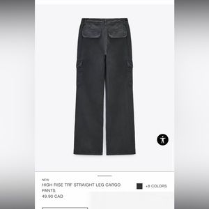 Zara High Rise Straight Leg Cargo Pants